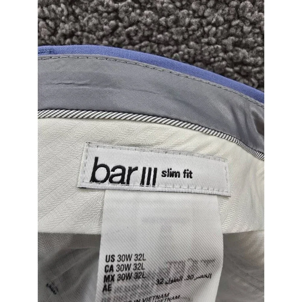 Bar III Slim Fit Dress Pants Men's 30Wx32L Light Blue Wool Blend Zip/Button